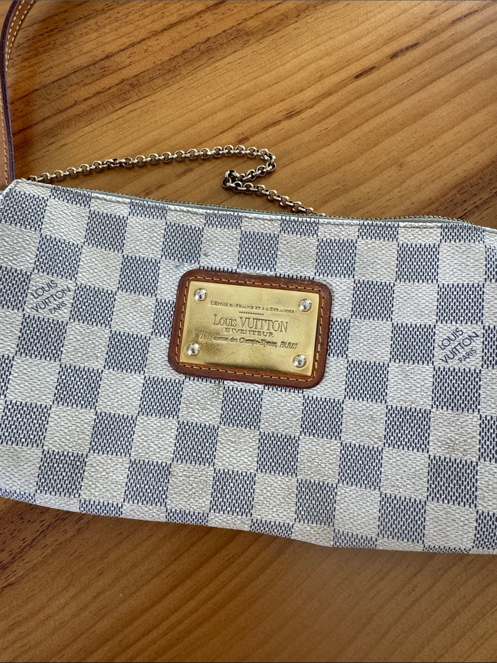 Louis Vuitton Damier Azur Crossbody with Brown Leather Trim - Picture 2 of 4